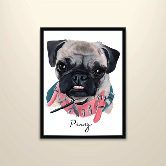 Capturing pet personalities: A custom pet portrait capturing the unique quirks and personalities of a dog and a cat in delightful detail.