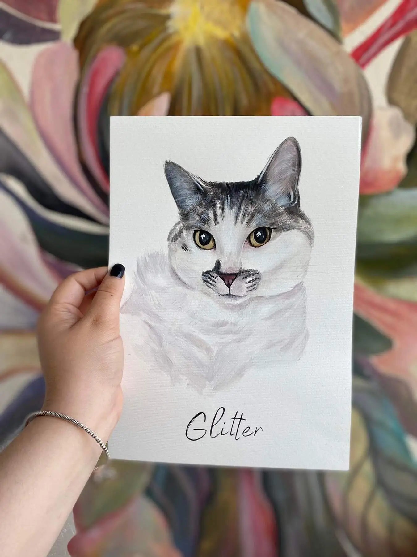A touch of artistry: A custom pet portrait, merging the elegance of a dog and the grace of a cat in one captivating image.