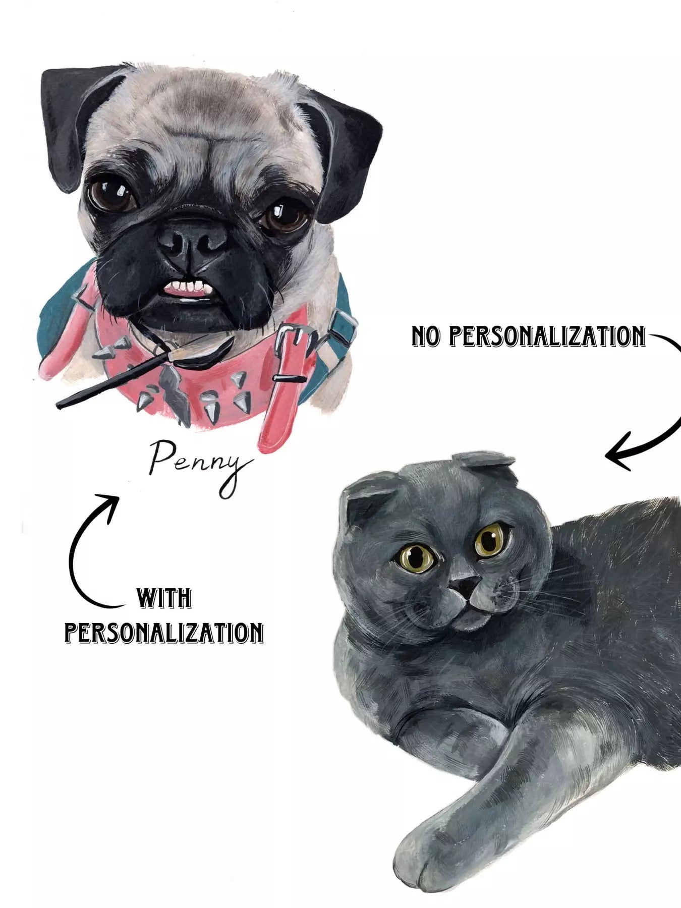 Pet portrait mastery: A stunning rendition of a dog and cat, a testament to the artist's skill and the pets' irresistible charm.